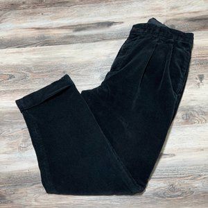90s Vintage Wide Wale Polo Ralph Lauren CORDUROY PLEATED PANTS Black Trousers